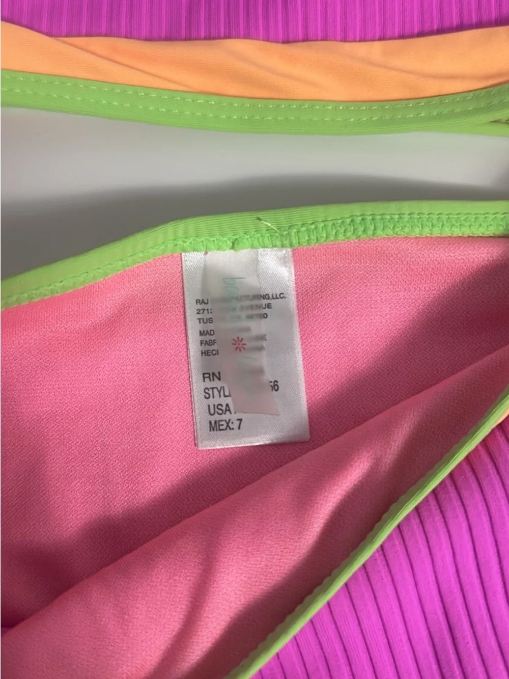 Girls Two-Piece Swim Set lot in Turquoise, Purple & Neon Pink